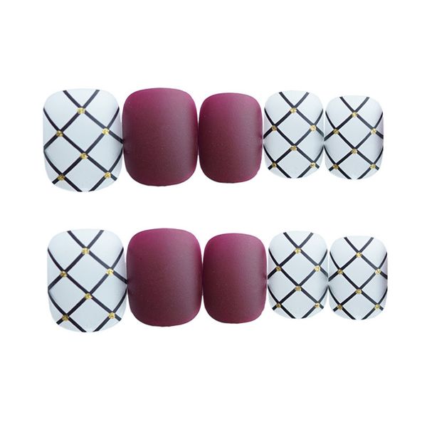 24pcs fake nails set grids matte wearable wine red artificial press on nails short round head full cover false patch, Red;gold
24pcs fake nails set grids matte wearable wine red artificial press on nails short round head full cover false patch, Red;gold