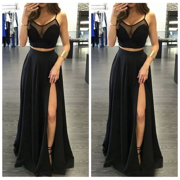 2019 spaghetti a-line prom dresses two pieces split sweep train long women night club special occasion party gowns formal black evening
2019 spaghetti a-line prom dresses two pieces split sweep train long women night club special occasion party gowns formal black evening