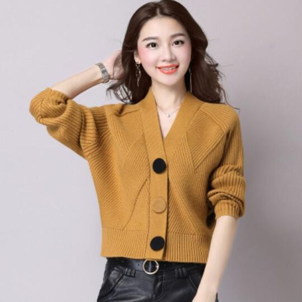 solid v neck botton knit cardigan short jackets female outwear basic womens sweater ladies cardigan coat red black dc18, Black;brown
solid v neck botton knit cardigan short jackets female outwear basic womens sweater ladies cardigan coat red black dc18, Black;brown