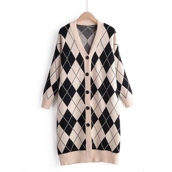 women truien herfst winter casual plaid v -neck vesten single breasted loose truien, White
women truien herfst winter casual plaid v -neck vesten single breasted loose truien, White