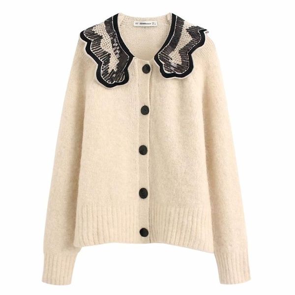women's 2019 winter new round neck long sleeve mohair knitted cardigan coat women's ruffle sequin sweater 06427102712, White
women's 2019 winter new round neck long sleeve mohair knitted cardigan coat women's ruffle sequin sweater 06427102712, White