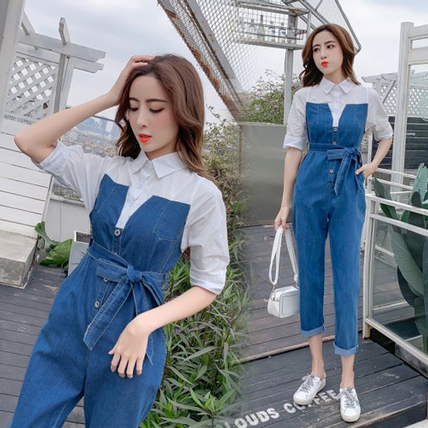 women's jumpsuits & rompers spring womens jumpsuit patchwork denim suit female loose one piece pants sashes clothing combinaison femme, Black;white
women's jumpsuits & rompers spring womens jumpsuit patchwork denim suit female loose one piece pants sashes clothing combinaison femme, Black;white
