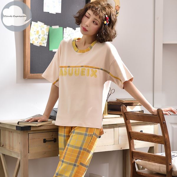 summer knitted cotton young women's plaid pajama set sweet girls letters nightgowns pants pajama sets sleepwear pyjamas home, Blue;gray
summer knitted cotton young women's plaid pajama set sweet girls letters nightgowns pants pajama sets sleepwear pyjamas home, Blue;gray