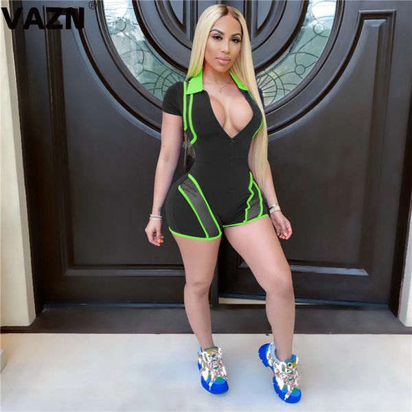 vazn young 2020 summer lady blue black solid skinny playsuit short sleeve zipper playsuit lady club playsuits, Black;white
vazn young 2020 summer lady blue black solid skinny playsuit short sleeve zipper playsuit lady club playsuits, Black;white