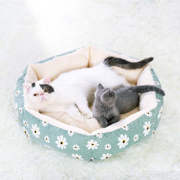 kennel pet nest four seasons universal flower print arctic velvet cat pad small and medium kennel