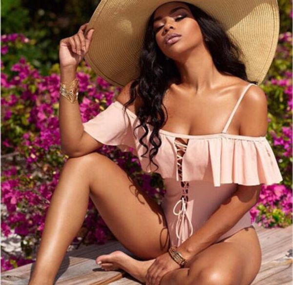 new 2018 summer womens ruffles backless off shoulder one piece bikini monokini swimsuit padded bandage cross swimwear beach
new 2018 summer womens ruffles backless off shoulder one piece bikini monokini swimsuit padded bandage cross swimwear beach