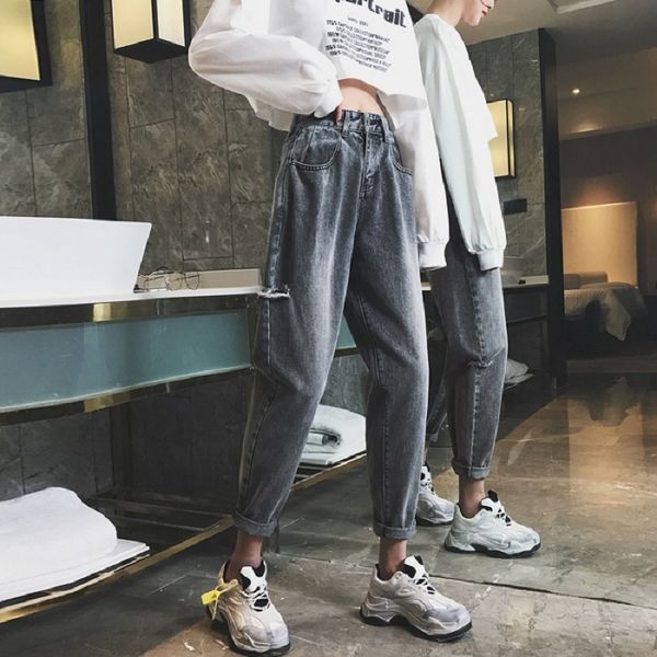 hole high waist wide leg jeans female spring and autumn loose drape crimping qi gai ku nv zhang ku sub, Blue
hole high waist wide leg jeans female spring and autumn loose drape crimping qi gai ku nv zhang ku sub, Blue
