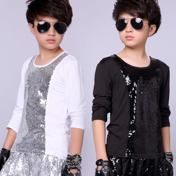jazz costumes boys sequined long sleeve round neck kids hip hop clothing boy street dancing wear children stage show dn2963, Black;red
jazz costumes boys sequined long sleeve round neck kids hip hop clothing boy street dancing wear children stage show dn2963, Black;red