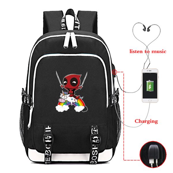 beautiful usb charging deadpool backpack students boys girls rucksack fashion wade winston wilson schoolbag for teens
beautiful usb charging deadpool backpack students boys girls rucksack fashion wade winston wilson schoolbag for teens