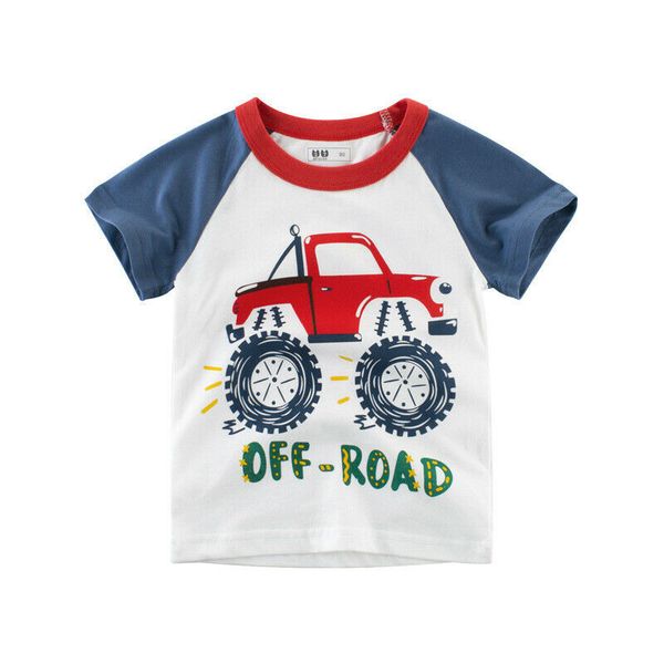 pudcoco summer kids boys short sleeve letter printed o neck cartoon car patterns patchwork fashion top, Blue 
pudcoco summer kids boys short sleeve letter printed o neck cartoon car patterns patchwork fashion top, Blue