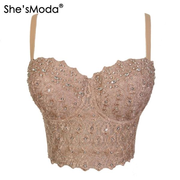 she'smoda nude mesh lace bead bustier pearls diamond push up night club bralette women's bra cropped vest camis plus size, White
she'smoda nude mesh lace bead bustier pearls diamond push up night club bralette women's bra cropped vest camis plus size, White
