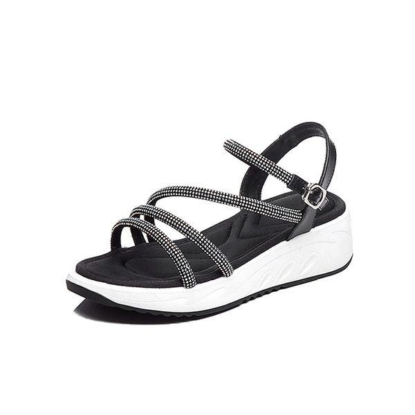 roman gladiator sandals women genuine leather platform wedge shoes women sport sandals open toe rhinestone summer 2019, Black 
roman gladiator sandals women genuine leather platform wedge shoes women sport sandals open toe rhinestone summer 2019, Black