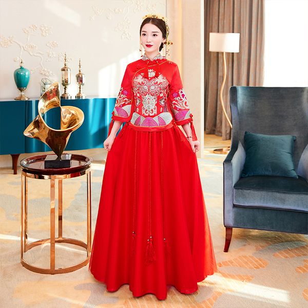 novelty red floor length chinese bride dress national embroidery female qipao vestidos ancient wedding cheongsam toast costume
novelty red floor length chinese bride dress national embroidery female qipao vestidos ancient wedding cheongsam toast costume