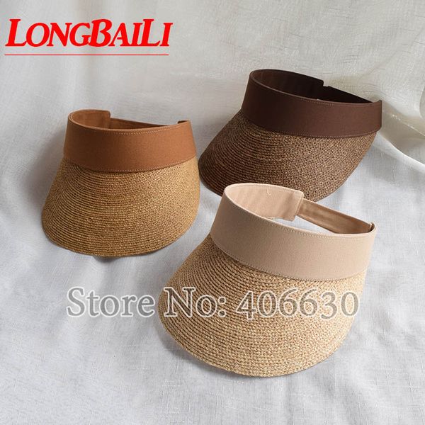 longbaili summer casual plain raffia straw visor caps for women sun beach hats swds081, Blue;gray
longbaili summer casual plain raffia straw visor caps for women sun beach hats swds081, Blue;gray