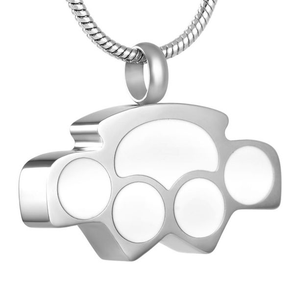 h8586 white enamel paw cremation jewelry urn pendant engravable stainless steel pet ashes keepsake memorial necklace, Silver
h8586 white enamel paw cremation jewelry urn pendant engravable stainless steel pet ashes keepsake memorial necklace, Silver