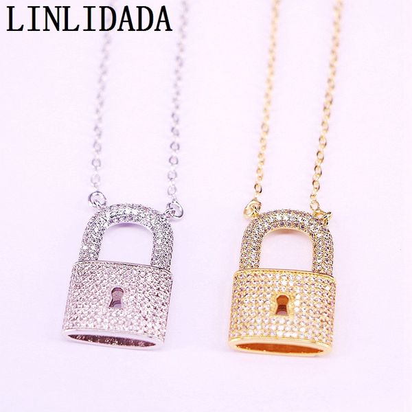 5pcs micro paved crystal lock pendant necklace women/men gold color fine jewelry cz jewelry gift, Silver
5pcs micro paved crystal lock pendant necklace women/men gold color fine jewelry cz jewelry gift, Silver