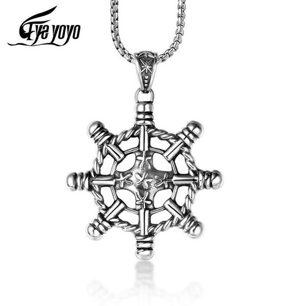 eyeyoyo steering wheel men's necklace on vintage titanium steel rudder shape pendant, Silver
eyeyoyo steering wheel men's necklace on vintage titanium steel rudder shape pendant, Silver