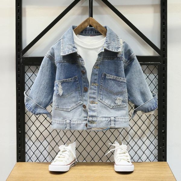 baby boys denim jacket children's jean coat single-breasted holes cowboy outerwear loose casual modis kids clothes jacket y1341, Blue;gray
baby boys denim jacket children's jean coat single-breasted holes cowboy outerwear loose casual modis kids clothes jacket y1341, Blue;gray