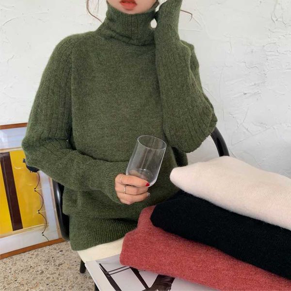 ailegogo winter women turtleneck sweater casual female knitted long sleeve loose pullovers solid color ladies korean style, White;black
ailegogo winter women turtleneck sweater casual female knitted long sleeve loose pullovers solid color ladies korean style, White;black