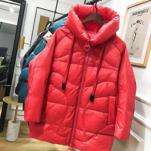 down jacket winter women thicken white duck down coat glossy memory fabric hooded loose female warm jackets, Black
down jacket winter women thicken white duck down coat glossy memory fabric hooded loose female warm jackets, Black