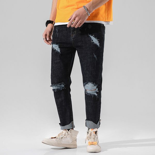 summer hole patch capri jeans men's popular brand cool japanese-style men loose-fit trousers, Blue
summer hole patch capri jeans men's popular brand cool japanese-style men loose-fit trousers, Blue