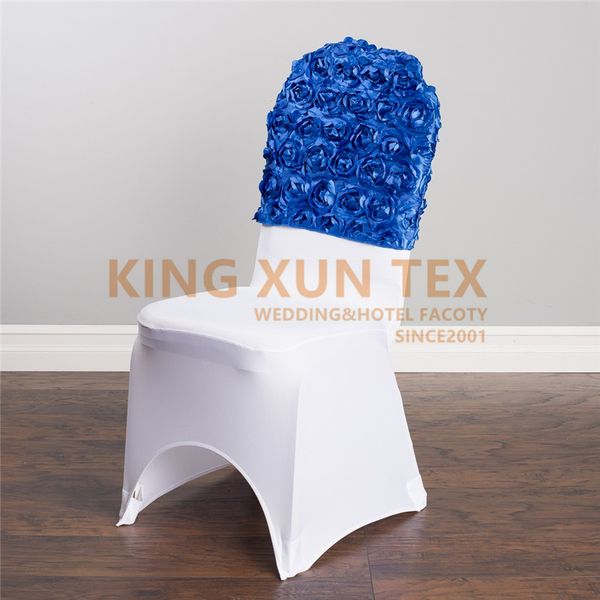 

elegant banquet wedding satin rosette chair cap hood fit for lycra spandex chair cover
