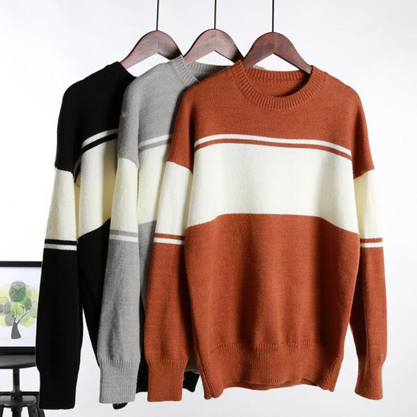 autumn and winter men's fashion trend color patchwork pullover sweaters male round neck long sleeve warm striped sweater, White;black
autumn and winter men's fashion trend color patchwork pullover sweaters male round neck long sleeve warm striped sweater, White;black