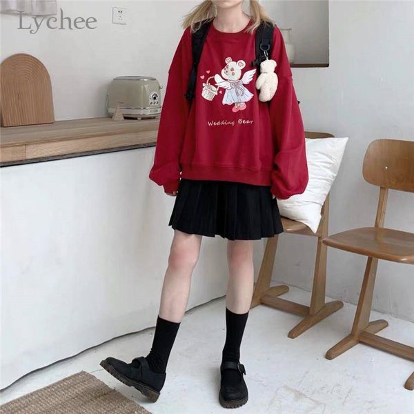 lychee harajuku cartoon bear letter women sweatshirt casual loose o-neck female pullovers spring autumn lady sweatshirts, Black
lychee harajuku cartoon bear letter women sweatshirt casual loose o-neck female pullovers spring autumn lady sweatshirts, Black