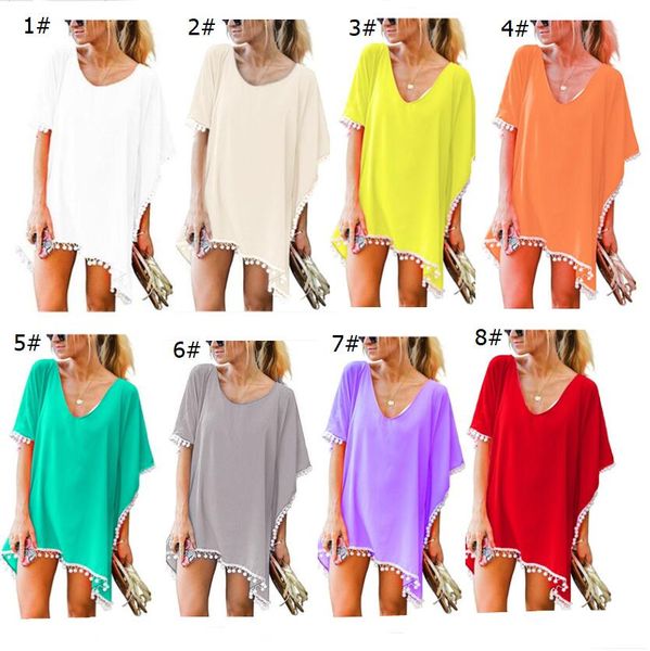 Fashion Chiffon Women Beach Dress with Tassel Summer Solid T-shirt Short Sleeve Blouse Casual Mini Dresse Female Tops Tees Clothing A22204
Fashion Chiffon Women Beach Dress with Tassel Summer Solid T-shirt Short Sleeve Blouse Casual Mini Dresse Female Tops Tees Clothing A22204