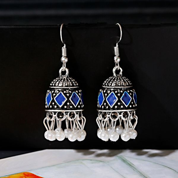 antique gypsy women jewelry boho ethnic pearl tassel jhumka earrings blue retro sliver metal drop dangle earring bijoux, Silver
antique gypsy women jewelry boho ethnic pearl tassel jhumka earrings blue retro sliver metal drop dangle earring bijoux, Silver