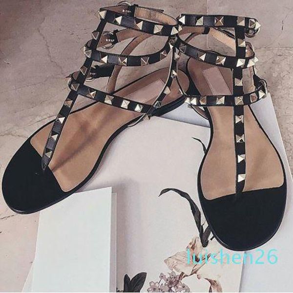 2020 color rivets spiked gladiator flat sandals stones studded flip sandal big size designer women's shoes summer al26, Black
2020 color rivets spiked gladiator flat sandals stones studded flip sandal big size designer women's shoes summer al26, Black