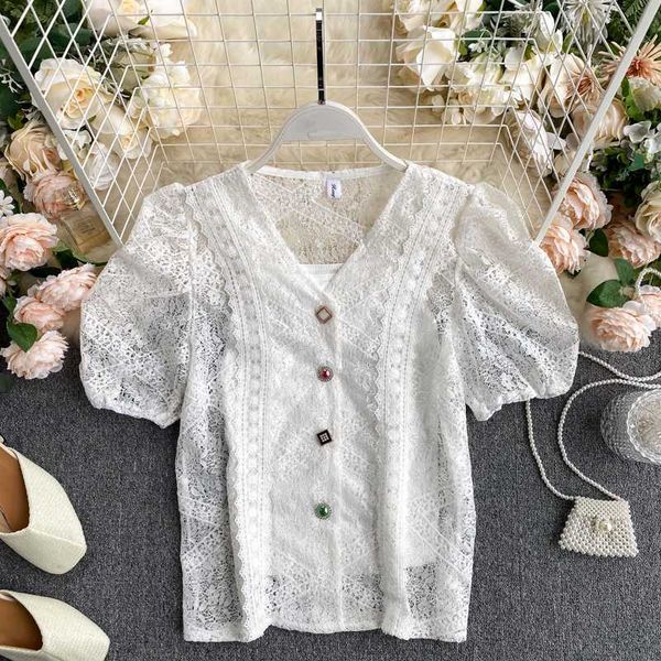 2020 summer korea fashion women elegant v-neck puff sleeve lace blouse and blusas mujer de moda h476, White
2020 summer korea fashion women elegant v-neck puff sleeve lace blouse and blusas mujer de moda h476, White