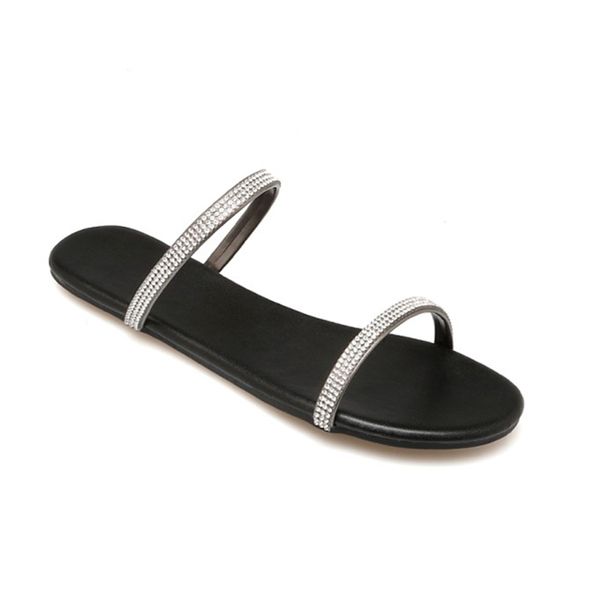 2019 new arrival open toe crystonal flats summer sandals slippers shoes woman, Black
2019 new arrival open toe crystonal flats summer sandals slippers shoes woman, Black