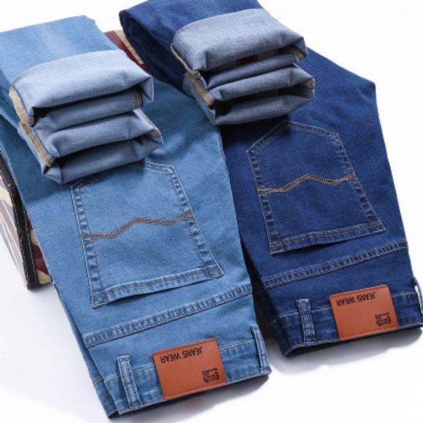 2019 new arrival spring summer thin black men's jeans man plus size business stretch mens classic denim jean, Blue
2019 new arrival spring summer thin black men's jeans man plus size business stretch mens classic denim jean, Blue