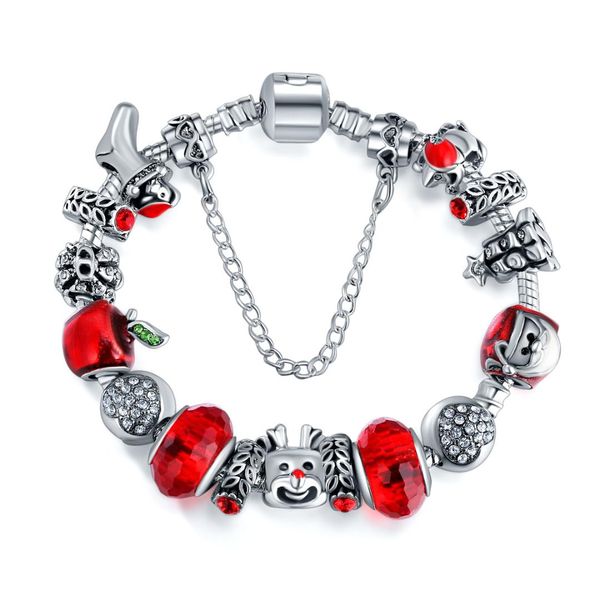 dropshipping european red crystal charm pan bracelet for women with santa claus christmas gift, Golden;silver
dropshipping european red crystal charm pan bracelet for women with santa claus christmas gift, Golden;silver