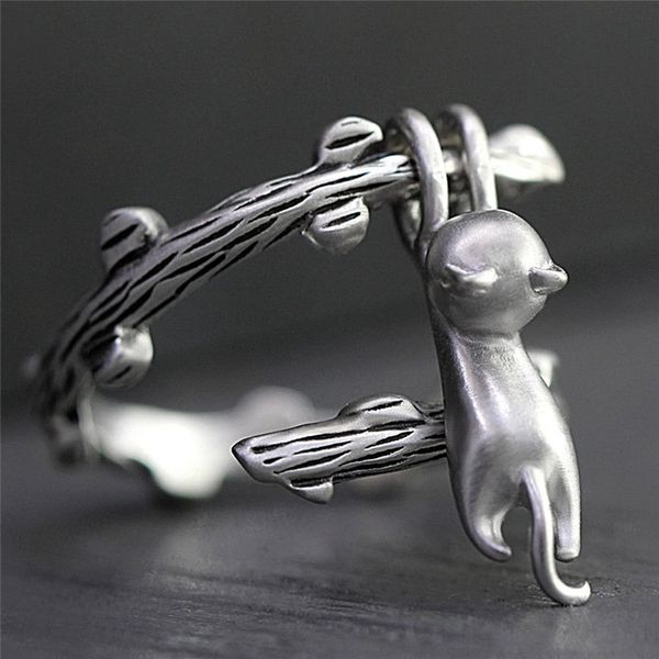 creative kitten climbing tree branch ring for women cute cat opening finger rings silver color adjustable retro jewelry, Golden;silver
creative kitten climbing tree branch ring for women cute cat opening finger rings silver color adjustable retro jewelry, Golden;silver