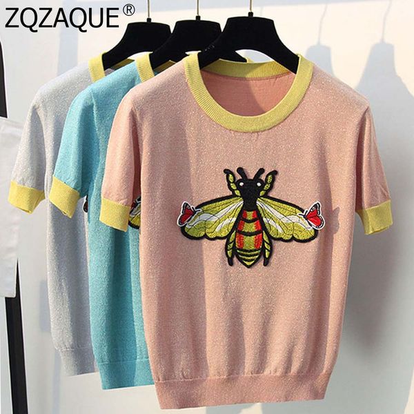 2019 New Summer T-shirt Embroidery Bee Pattern Women Brand Design O-Neck Short Sleeve Women T-shirt Tops
2019 New Summer T-shirt Embroidery Bee Pattern Women Brand Design O-Neck Short Sleeve Women T-shirt Tops
