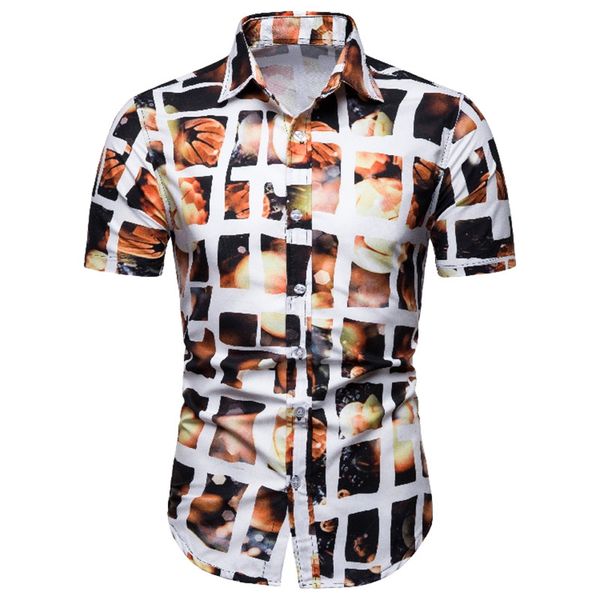2019 summer fashion new men's casual short sleeve flower shirt / man's slim beach beach vacation floral shirts, White;black 
2019 summer fashion new men's casual short sleeve flower shirt / man's slim beach beach vacation floral shirts, White;black
