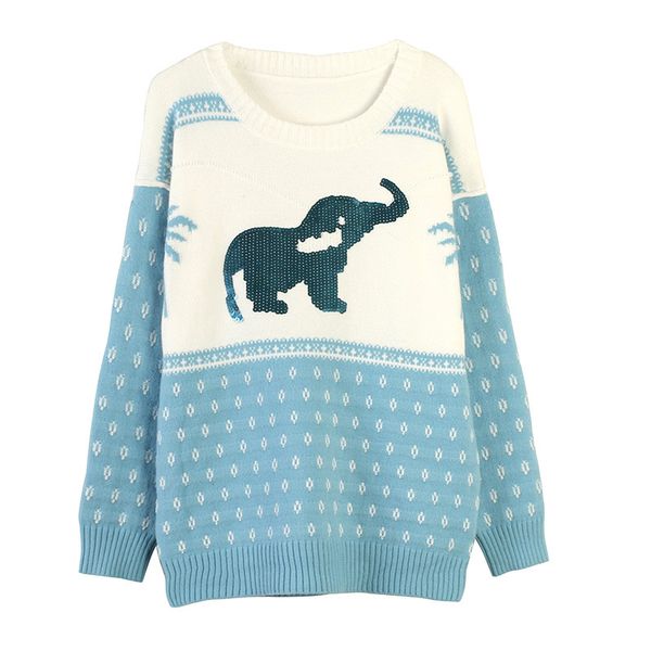 2019 autumn winter new womens long sleeve sequins elephant round neck knit luxury women designer sweaters pull femme size s-l, White;black
2019 autumn winter new womens long sleeve sequins elephant round neck knit luxury women designer sweaters pull femme size s-l, White;black