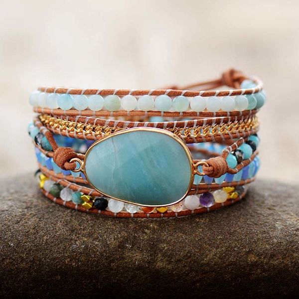 exclusive wrap bracelets jewelry handmade natural stone crystal leather wrap bracelet statement cuff bangles bracelets gifts, Golden;silver