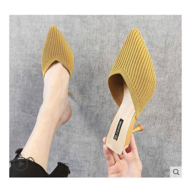 net khaki lazy baotou half slippers women wear 2019 summer new knitted stiletto pointed high heel sandals autumn, Black
net khaki lazy baotou half slippers women wear 2019 summer new knitted stiletto pointed high heel sandals autumn, Black