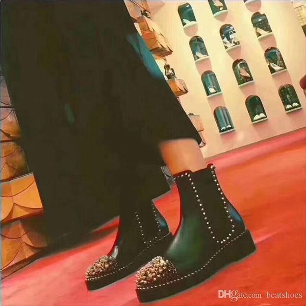 2019 fashion women ankle martin boots designer shoes rivets red bottom square heel platform knight motorcycle cow leather boots sz 35-40, Black
2019 fashion women ankle martin boots designer shoes rivets red bottom square heel platform knight motorcycle cow leather boots sz 35-40, Black