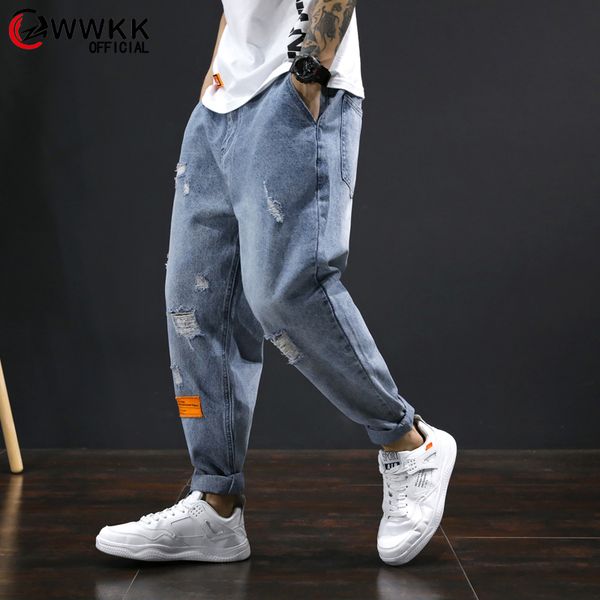 wwkk 2020 hip hop streetwear harem jeans pants men loose hole joggers denim casual sweatpants korea ankle length trousers, Blue
wwkk 2020 hip hop streetwear harem jeans pants men loose hole joggers denim casual sweatpants korea ankle length trousers, Blue