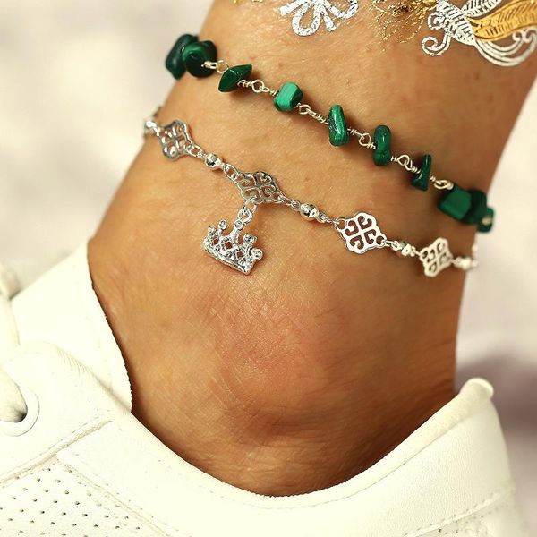 european and american new anklet creative crown pendant inlaid with turquoise multilayer anklet set 2-piece female jewlry, Red;blue
european and american new anklet creative crown pendant inlaid with turquoise multilayer anklet set 2-piece female jewlry, Red;blue
