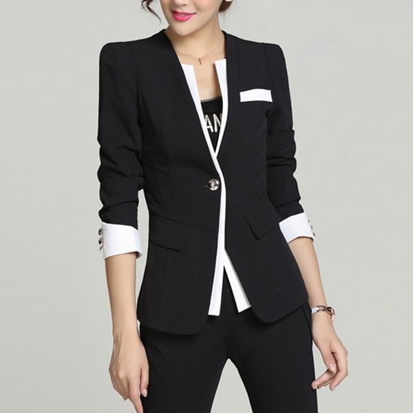 2016 autumn new women blazer jackets small suit one button slim work wear blazers feminino plus size l- xxxxl, White;black
2016 autumn new women blazer jackets small suit one button slim work wear blazers feminino plus size l- xxxxl, White;black