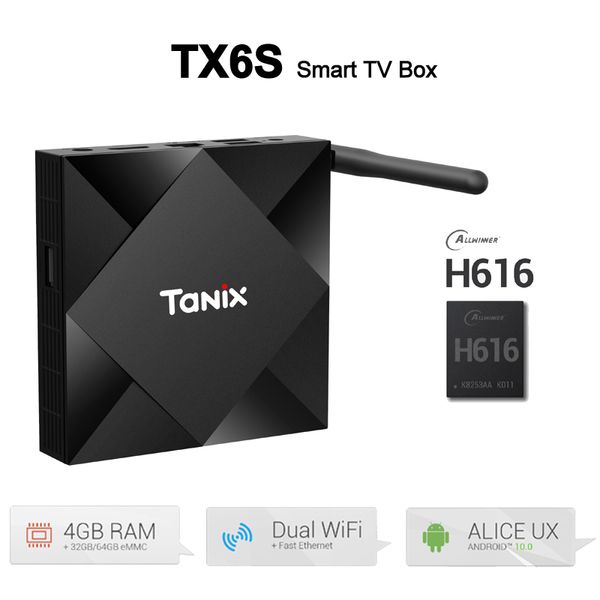 

TX6S Android 10,0 Smart TV Box Allwinner H616 Quad Core 4GB 64GB Streaming Media Player 5G WiFi Bluetooth Set Top Box 4G 32G коробки