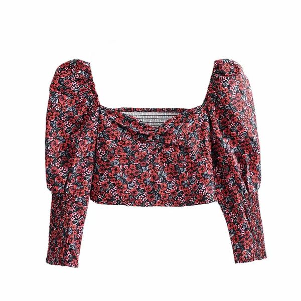 new womens retro floral blouses shirt long sleeve elastic female crop puff sleeve vintage womens and blouse blusas, White
new womens retro floral blouses shirt long sleeve elastic female crop puff sleeve vintage womens and blouse blusas, White