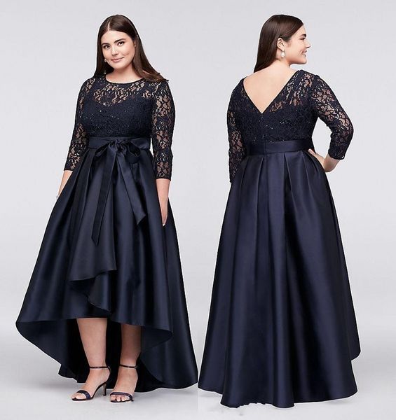plus size dark navy mother of the bride dresses 3/4 long sleeves high low evening gowns lace party prom dresses, Black;red
plus size dark navy mother of the bride dresses 3/4 long sleeves high low evening gowns lace party prom dresses, Black;red