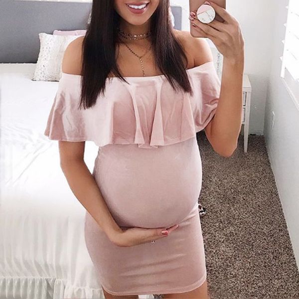 2019 the new fashion womens pregnants off shoulder ruffles solid nursing maternity dress, White
2019 the new fashion womens pregnants off shoulder ruffles solid nursing maternity dress, White