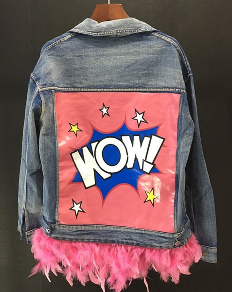 Autumn Winter Denim Jacket Women With Real Pink Feather New Fashion Streetwear Detachable Girls Denim Jackets and Coats
Autumn Winter Denim Jacket Women With Real Pink Feather New Fashion Streetwear Detachable Girls Denim Jackets and Coats